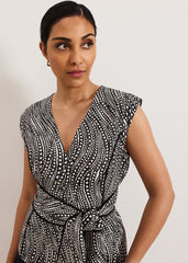 Petite Print Top - Black/Ivory