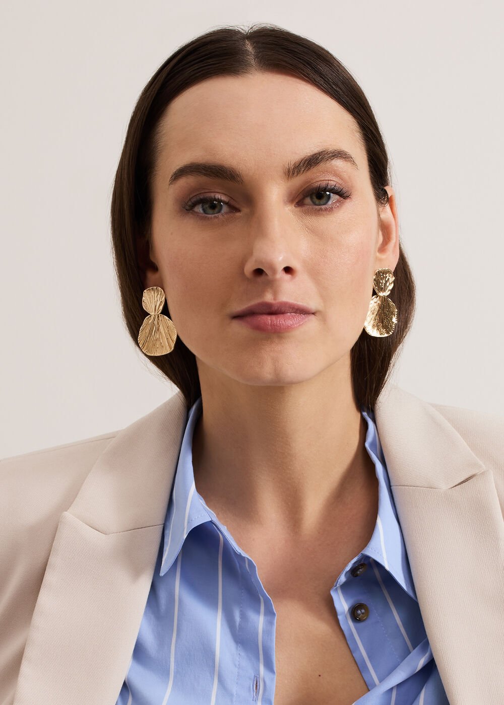 Disc Drop Earrings - Gold