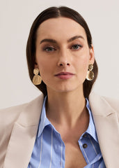 Disc Drop Earrings - Gold
