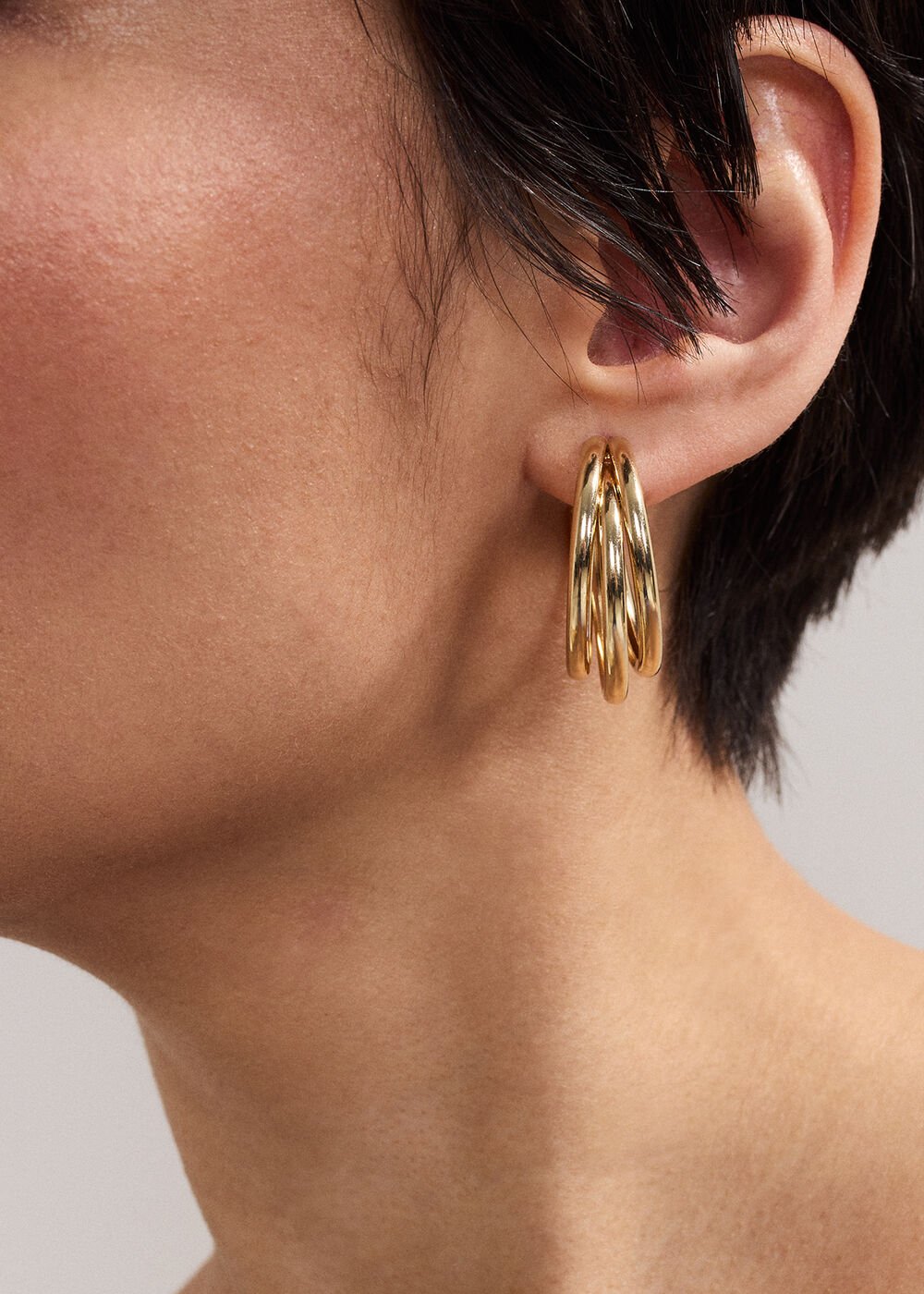 Triple Hoop Earrings - Gold