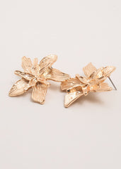 Flower Stud Earrings - Gold