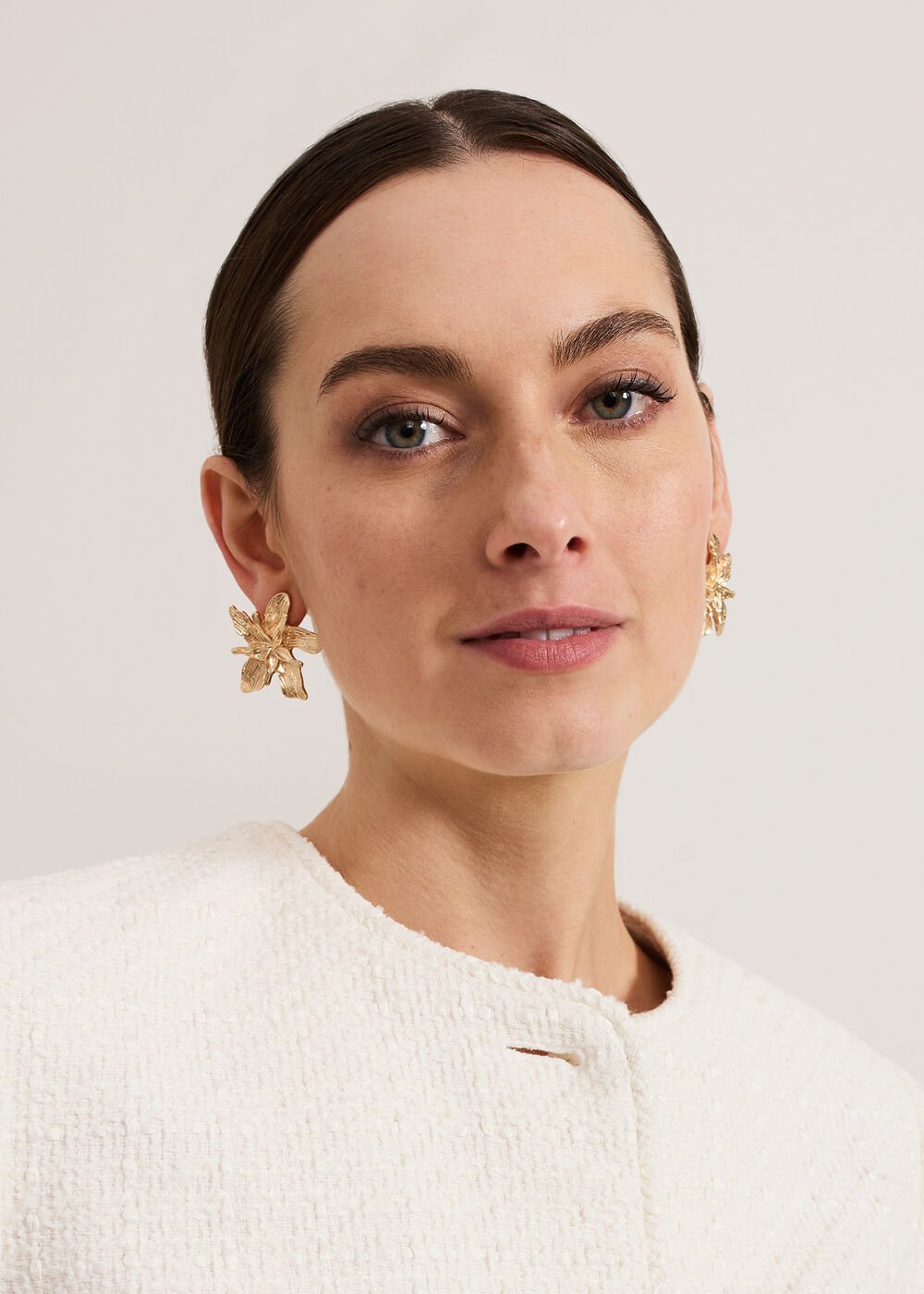 Flower Stud Earrings - Gold