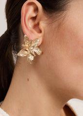 Flower Stud Earrings - Gold