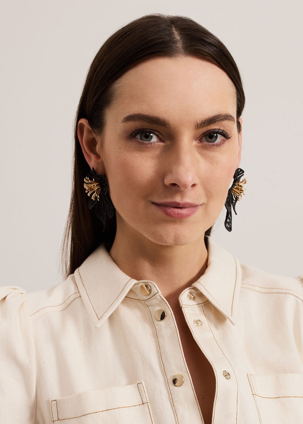 Large Flower Earring - Black