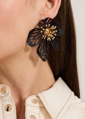 Large Flower Earring - Black