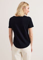 Elspeth Navy V Neck Top - Navy