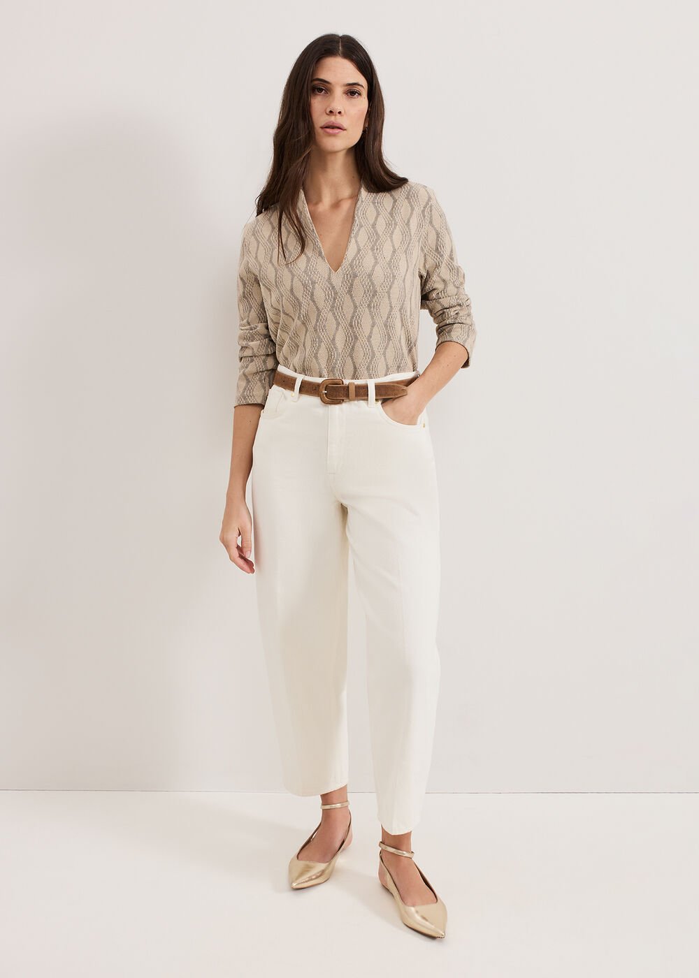 Rena V Neck Top - Stone