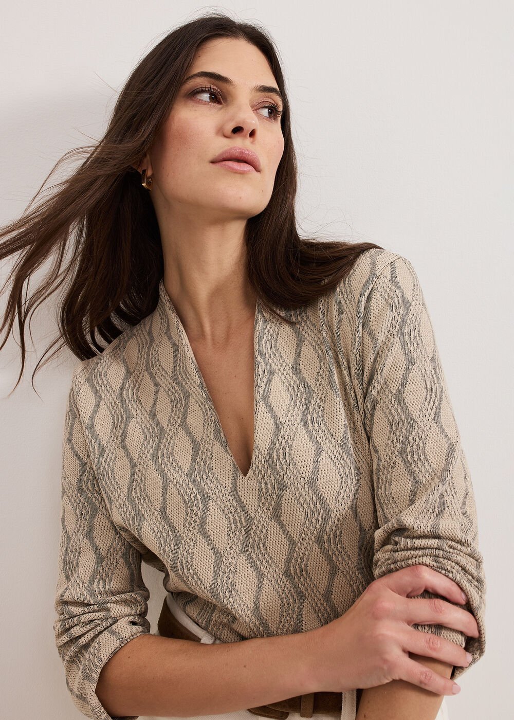 Rena V Neck Top - Stone