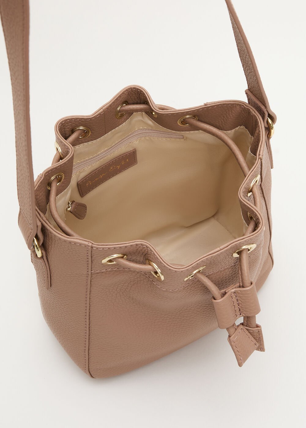 Leather Bucket Bag - Tan