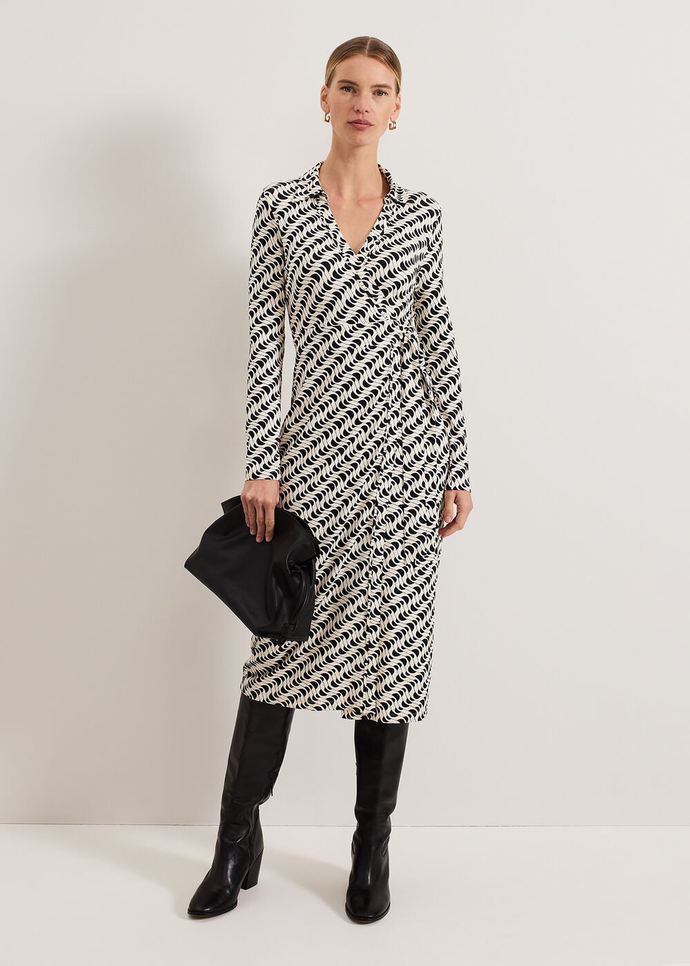 Gina Geo Wrap Dress - Navy/Ivory