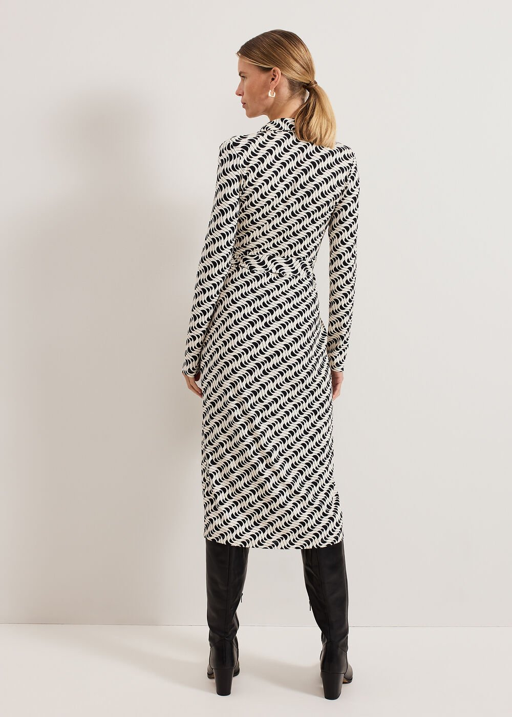 Gina Geo Wrap Dress - Navy/Ivory