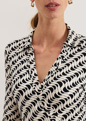 Gina Geo Wrap Dress - Navy/Ivory