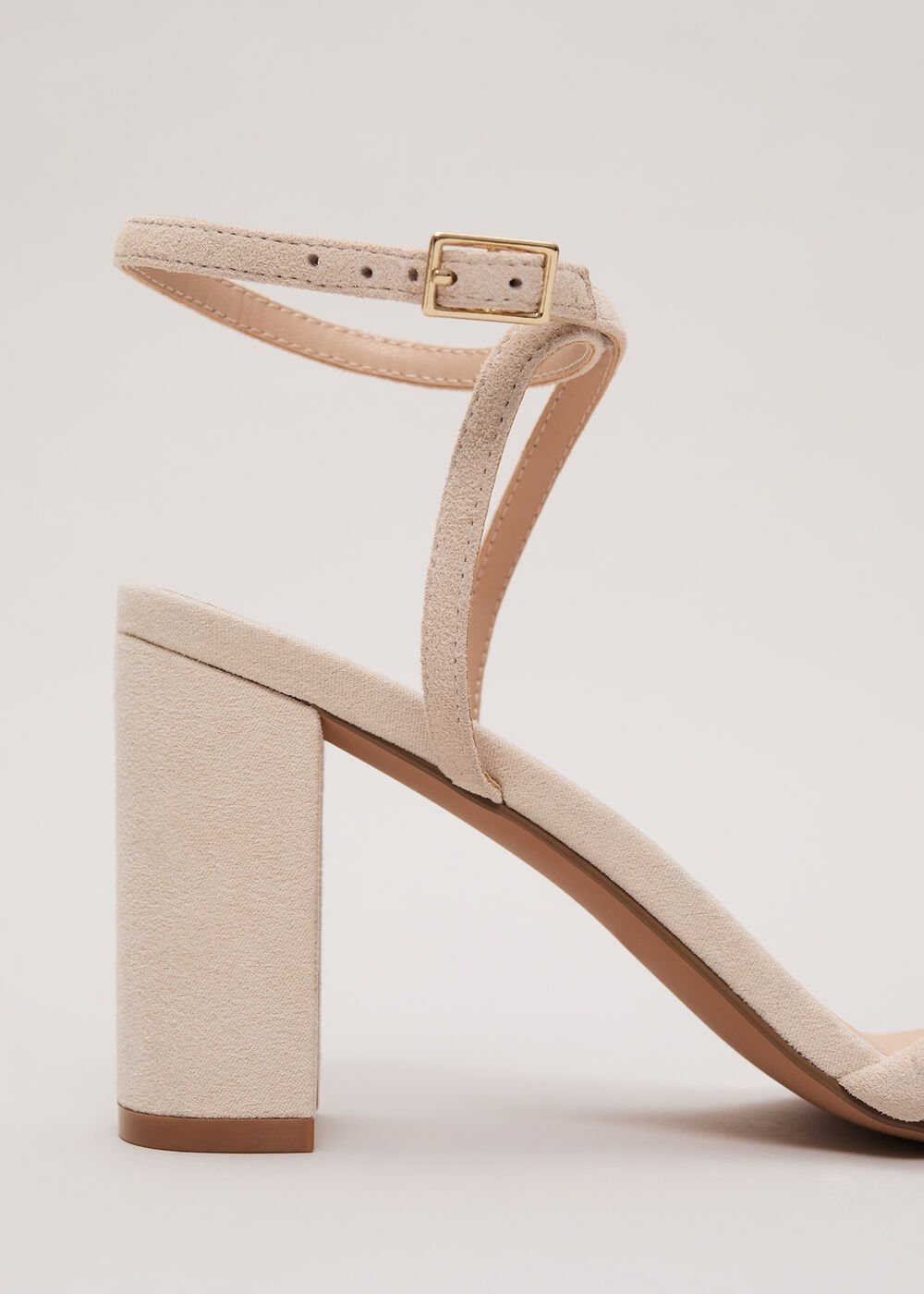 Suede Block Sandals - Neutral