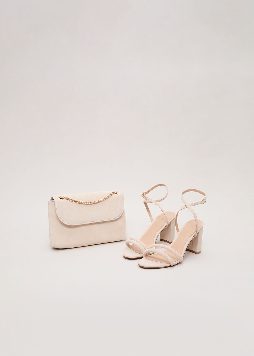Suede Block Sandals - Neutral