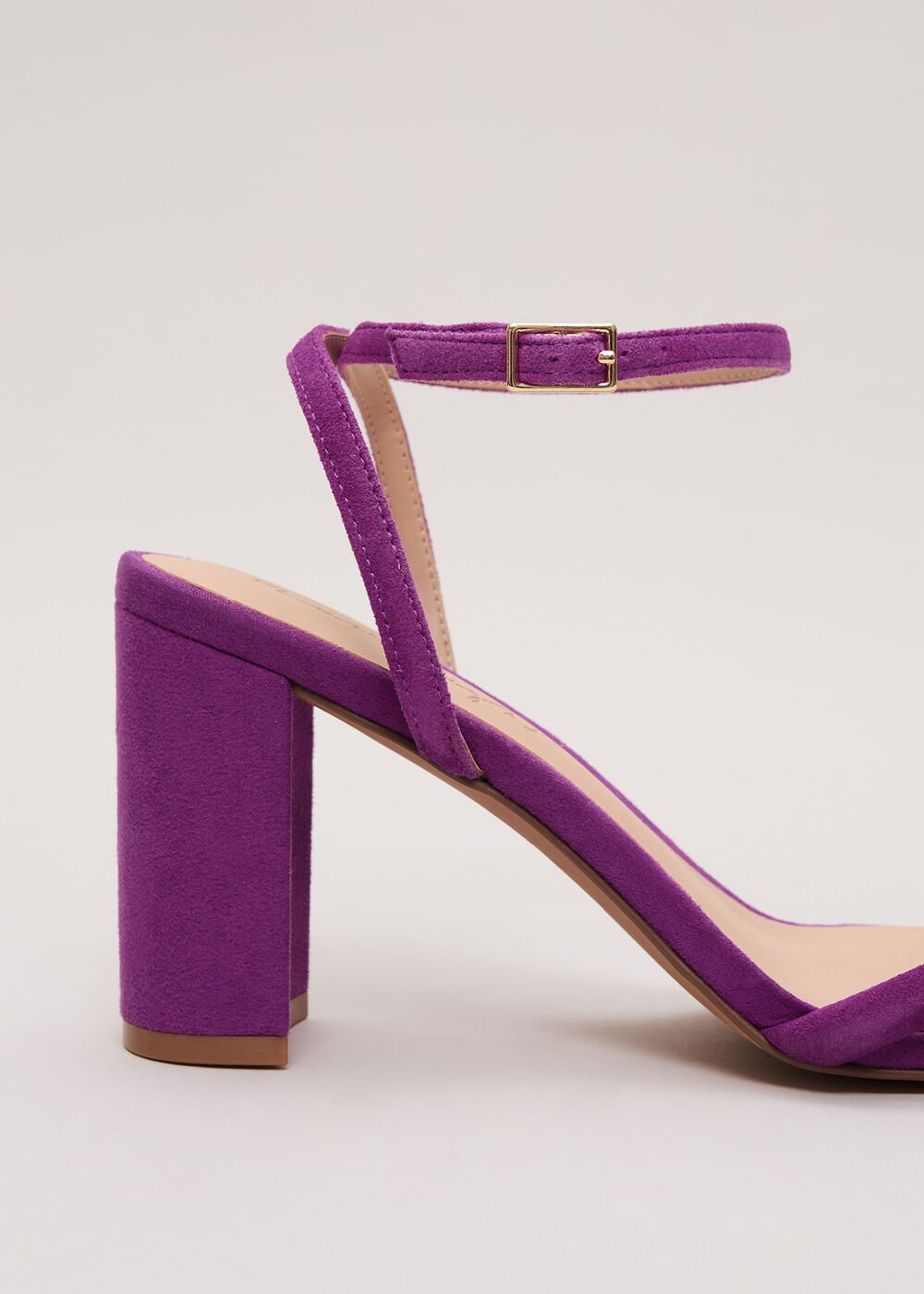 Suede Block Sandals - Purple