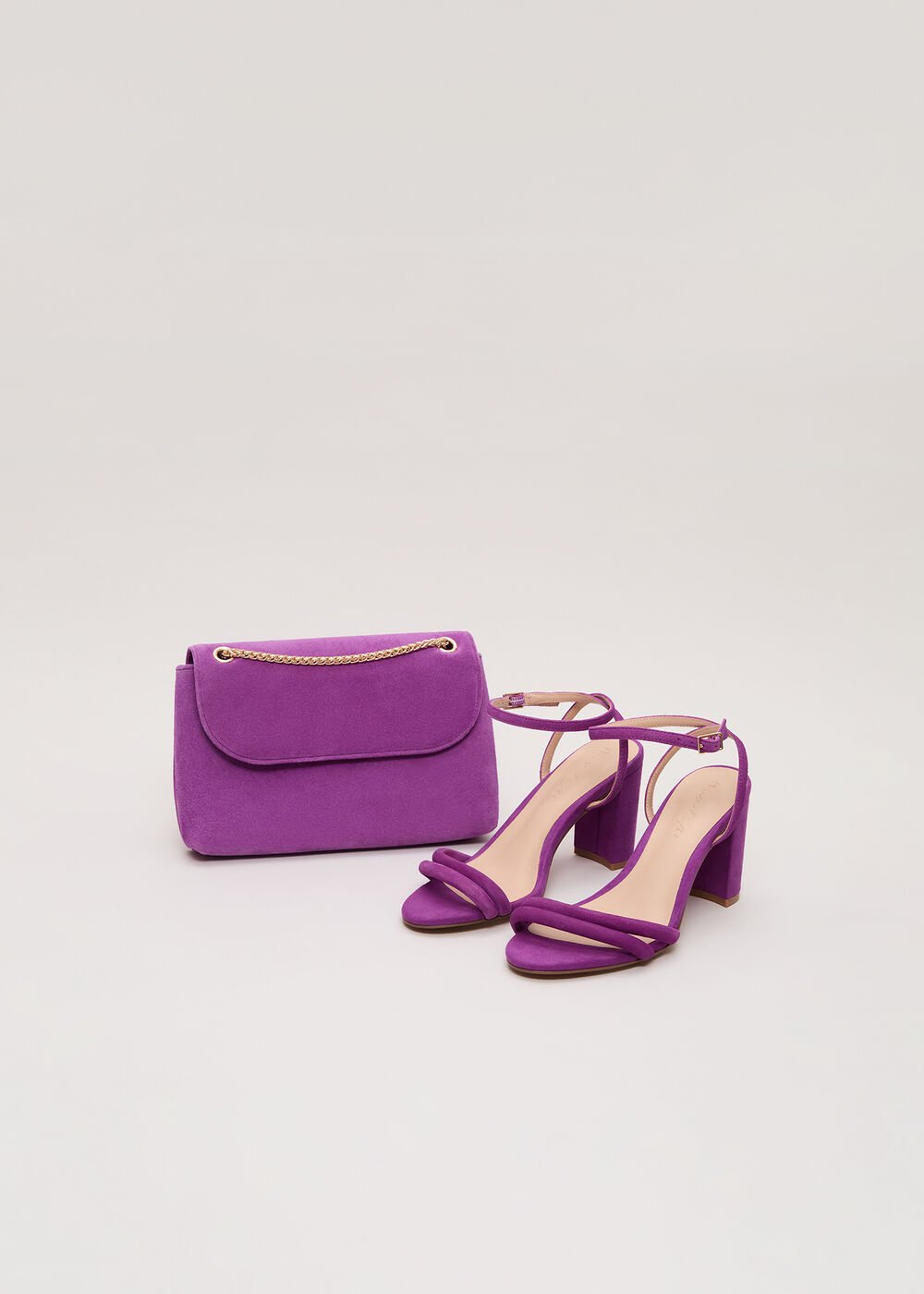 Suede Block Sandals - Purple