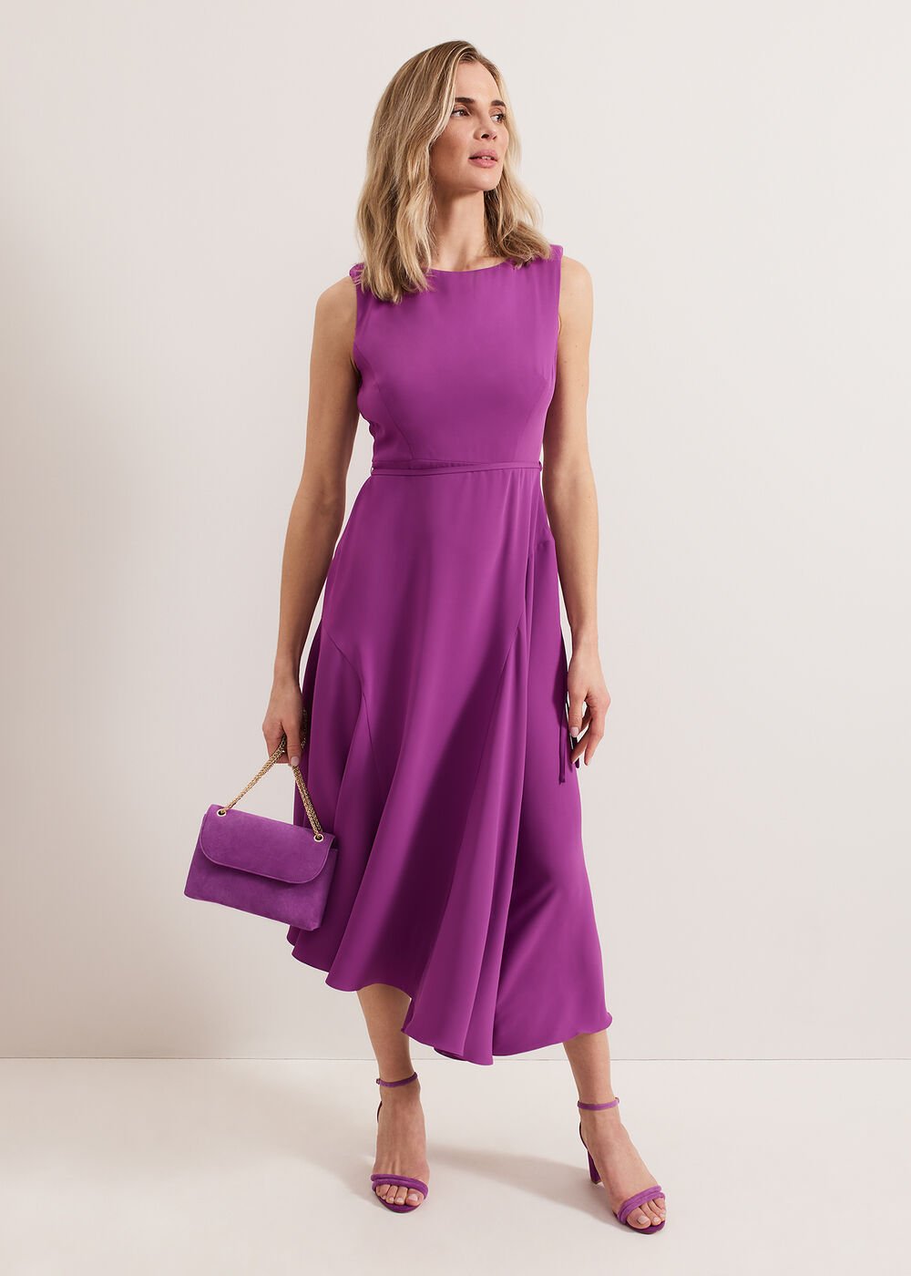 Suede Block Sandals - Purple