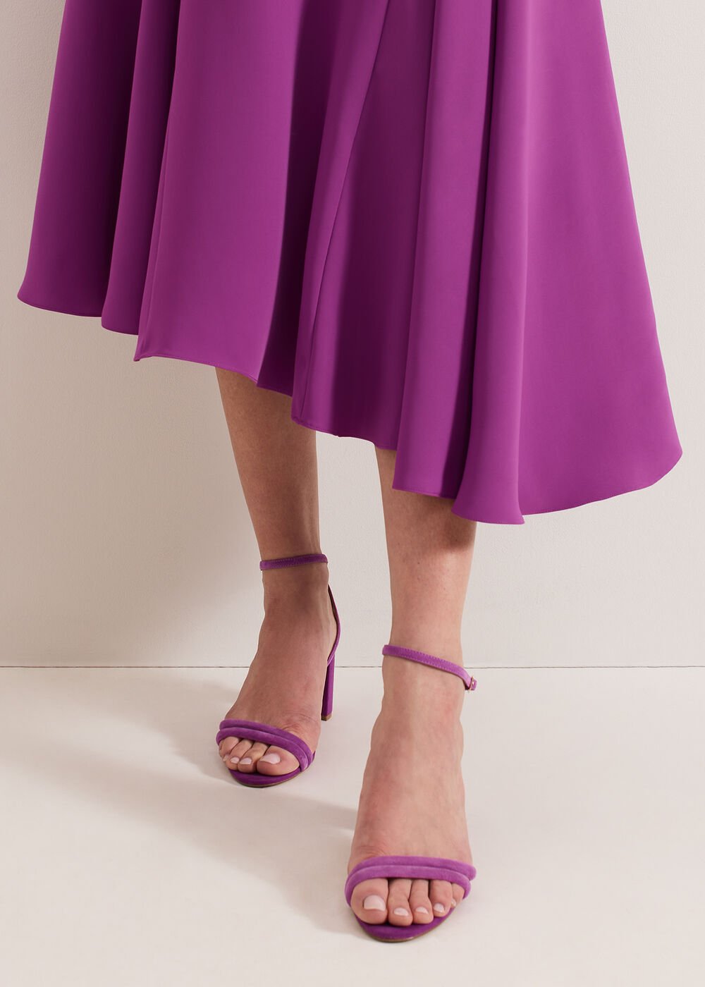 Suede Block Sandals - Purple