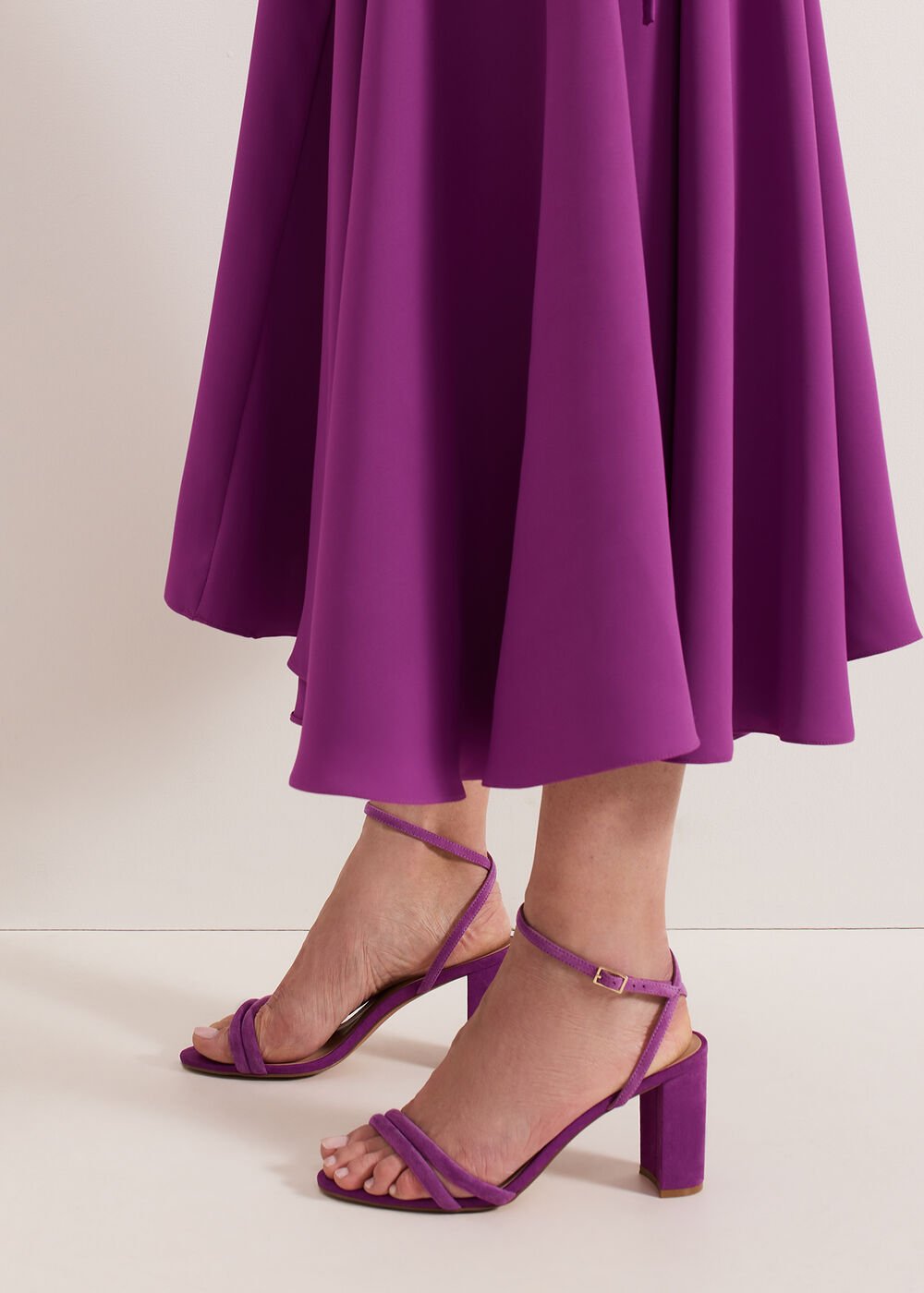 Suede Block Sandals - Purple