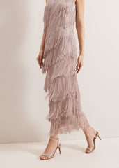 Amity Fringe Dress - Latte