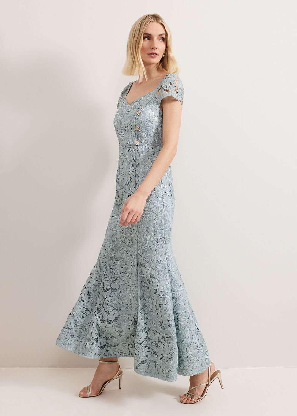 Phia Tux Lace Dress - Eau De Nil