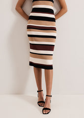 Louisa Stripe Skirt - Neutral