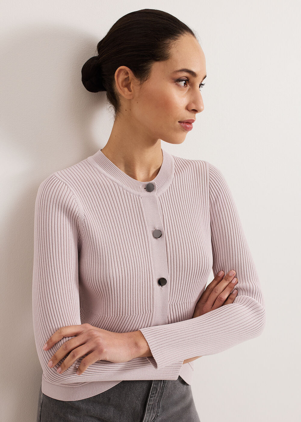 Sharna Button Shrug - Stone