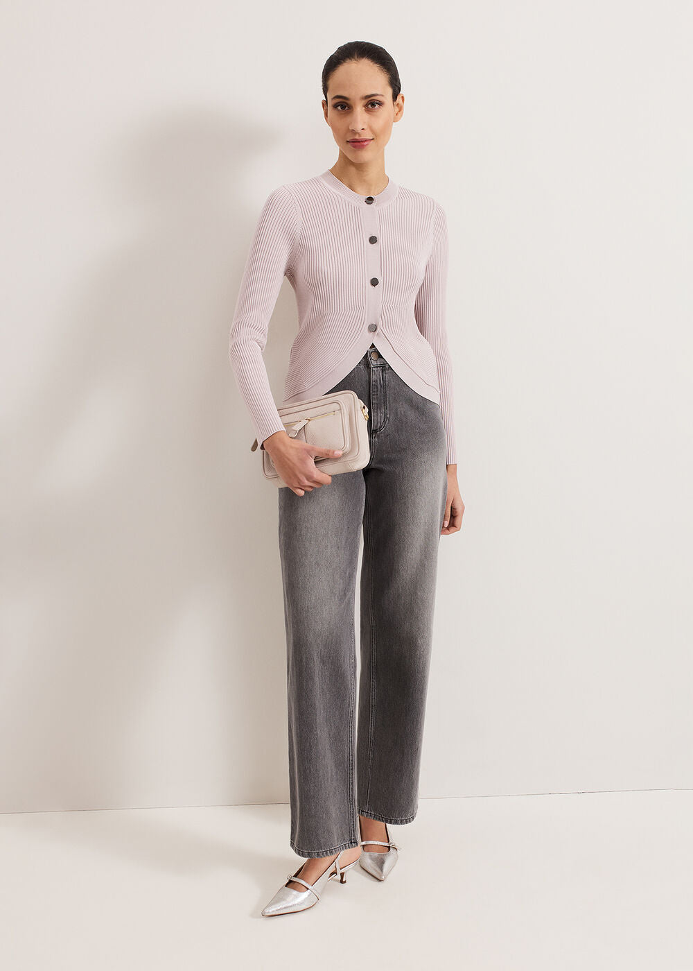 Sharna Button Shrug - Stone