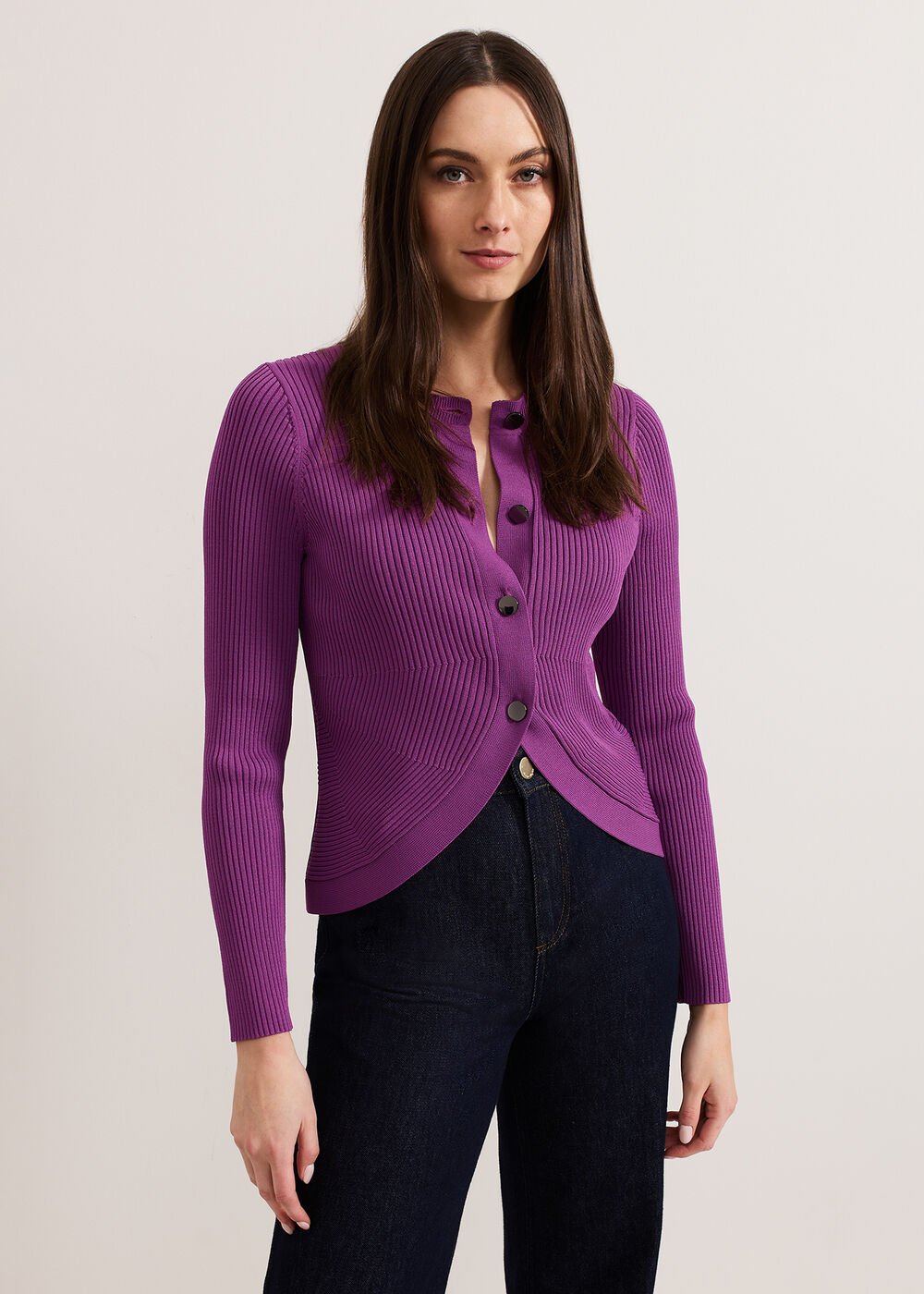 Sharna Button Shrug - Purple