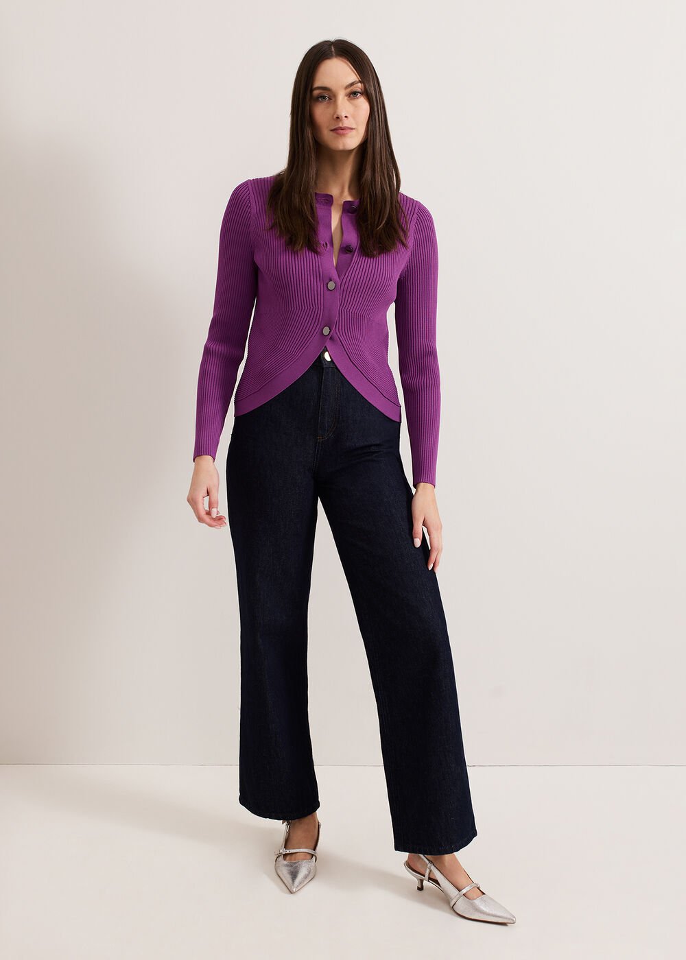 Sharna Button Shrug - Purple