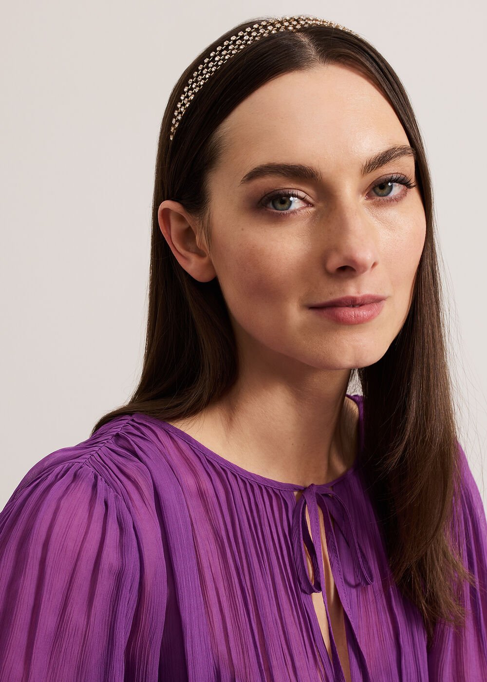 Metal Stone Headband - Gold