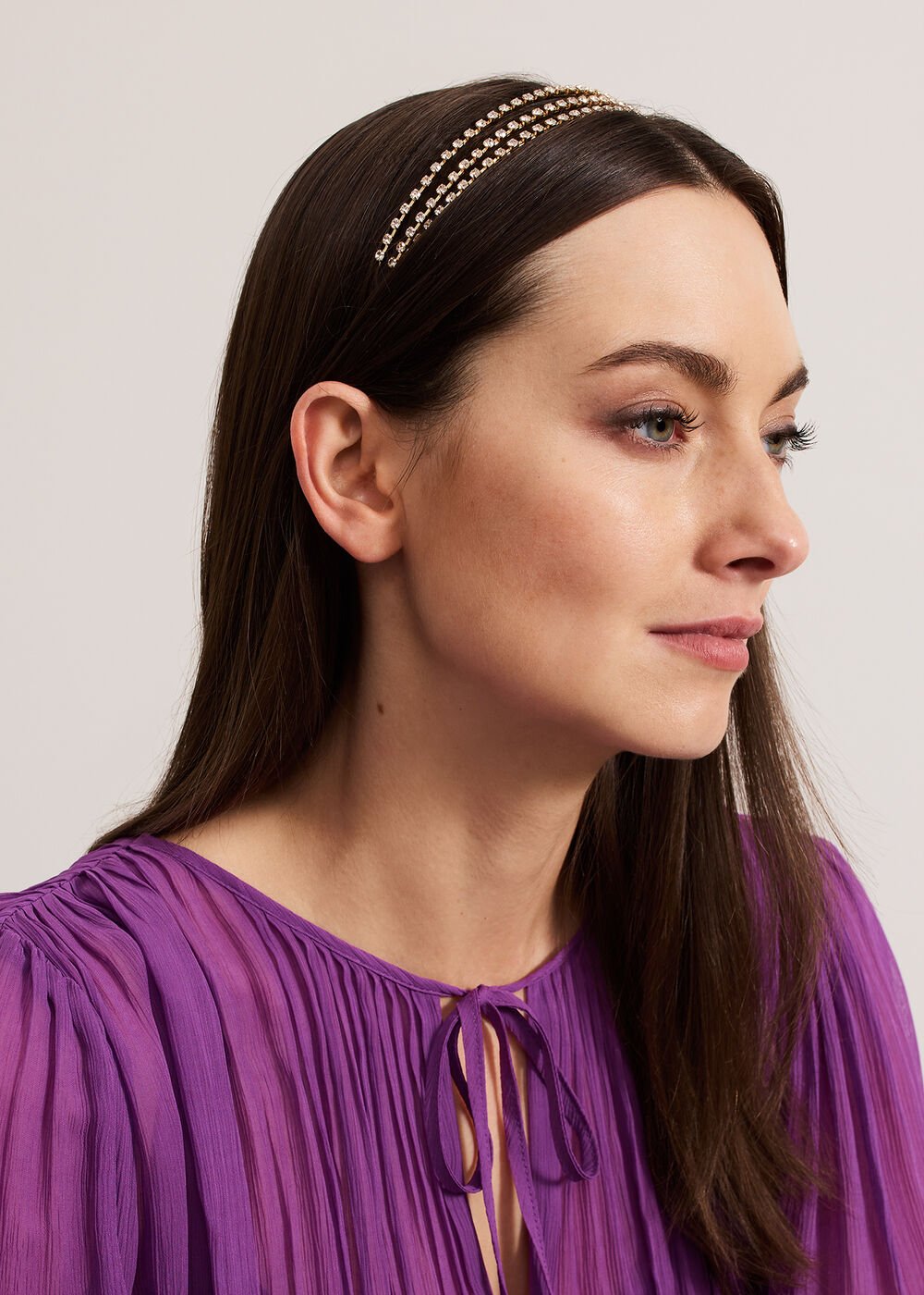 Metal Stone Headband - Gold