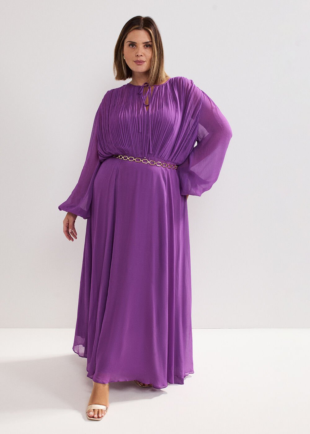 Amal Pleated Dress - Purple