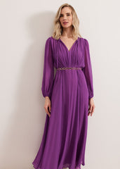 Amal Pleated Dress - Purple