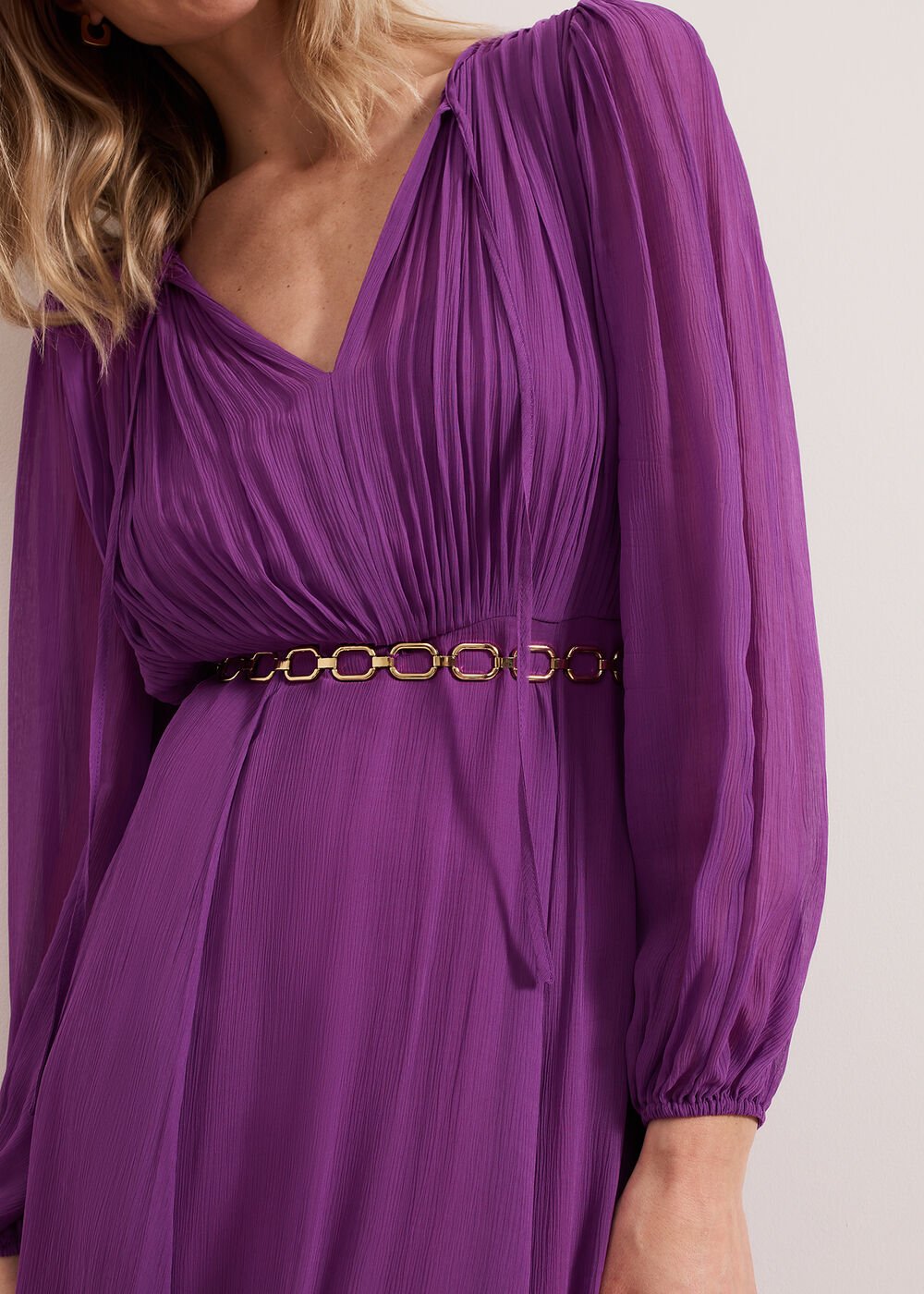 Amal Pleated Dress - Purple
