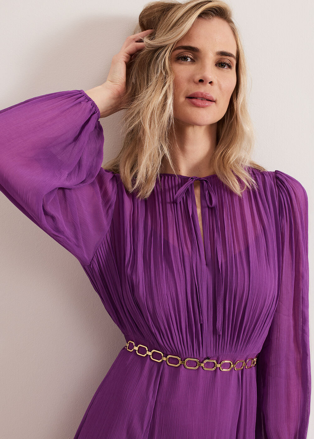 Amal Pleated Dress - Purple