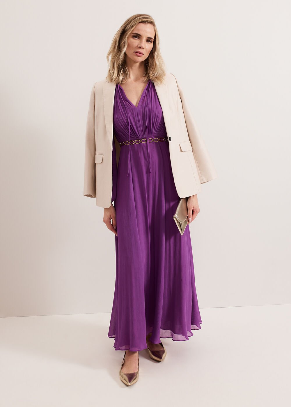 Amal Pleated Dress - Purple