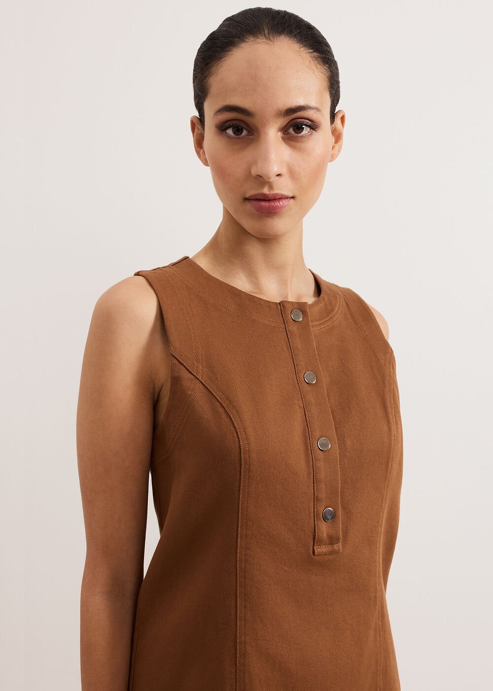 Janah Denim Dress - Brown