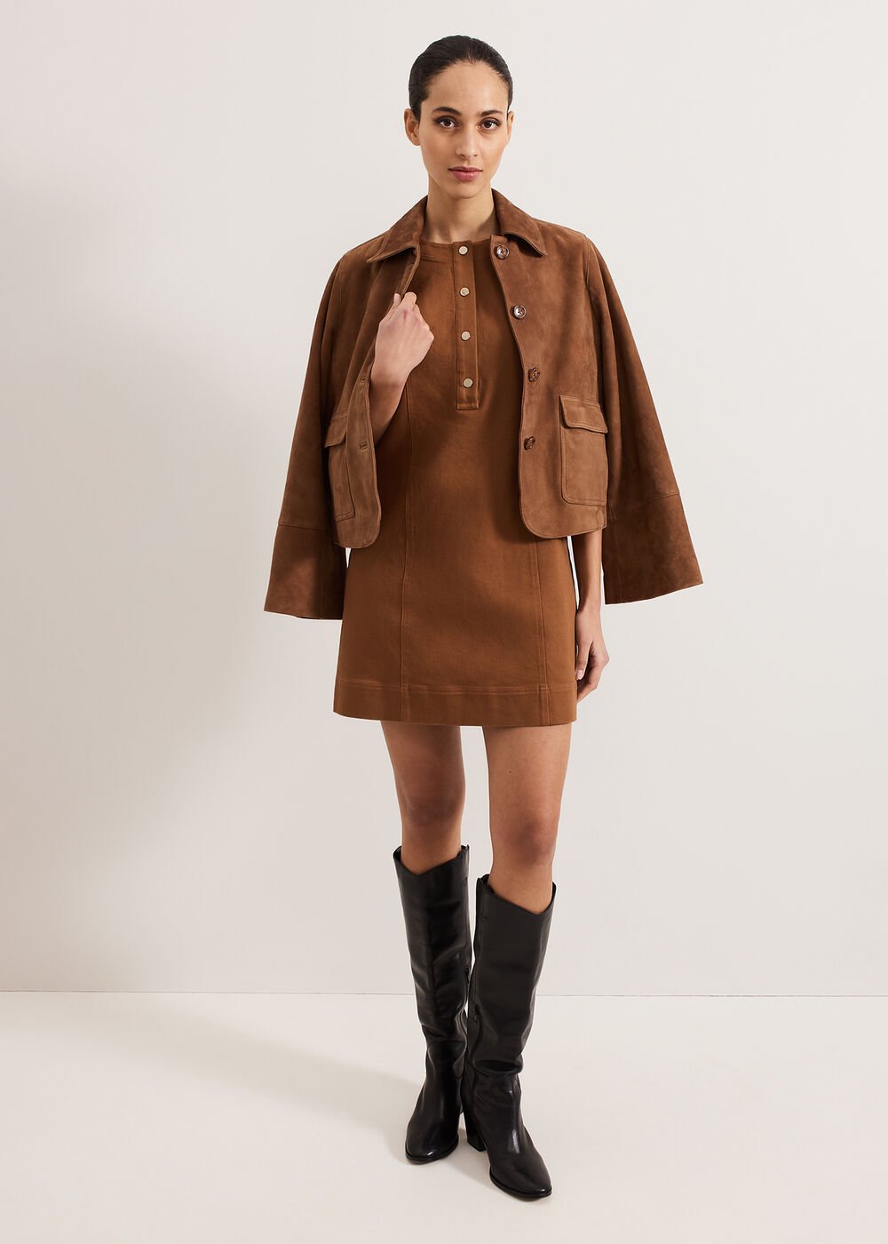 Janah Denim Dress - Brown