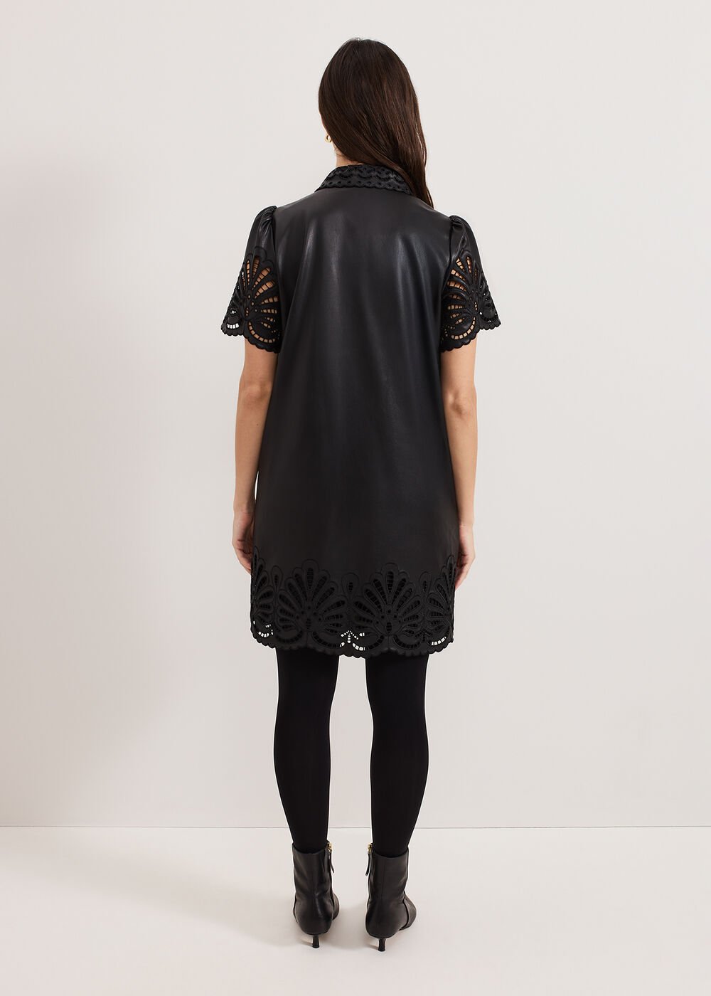 Cutwork Pu Dress - Black