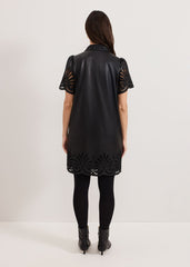 Cutwork Pu Dress - Black