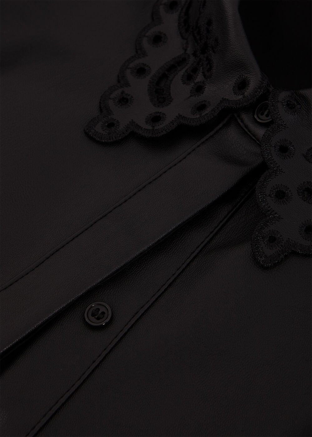 Cutwork Pu Dress - Black