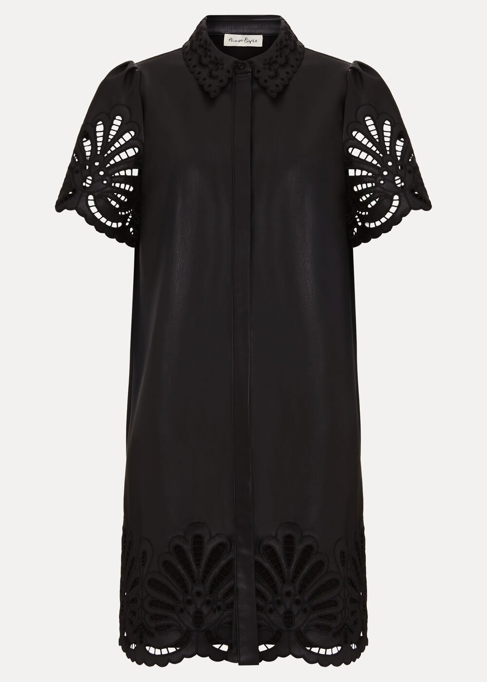 Cutwork Pu Dress - Black