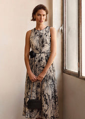 Sandra Printed Dress - Black/Ivory