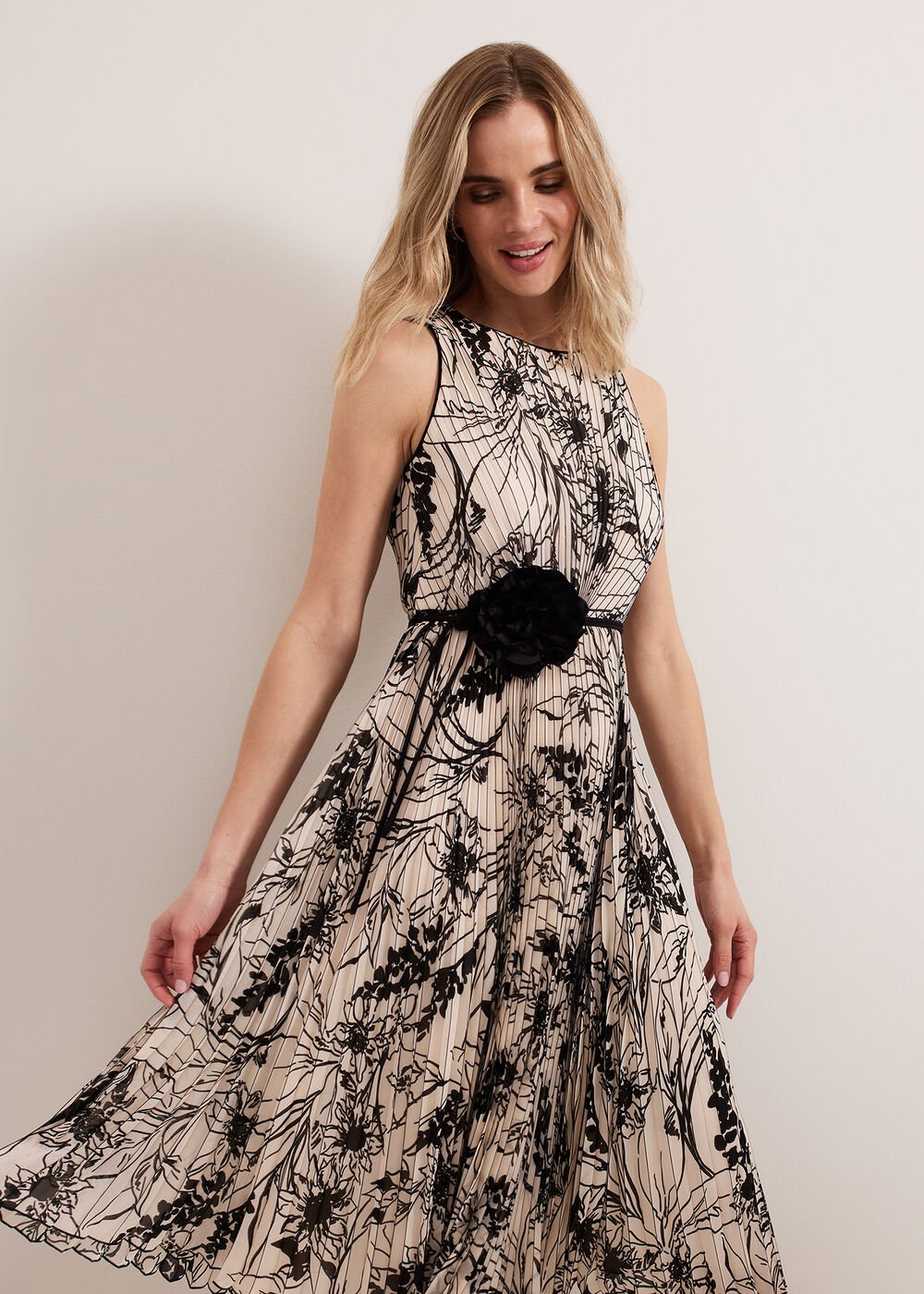 Sandra Printed Dress - Black/Ivory