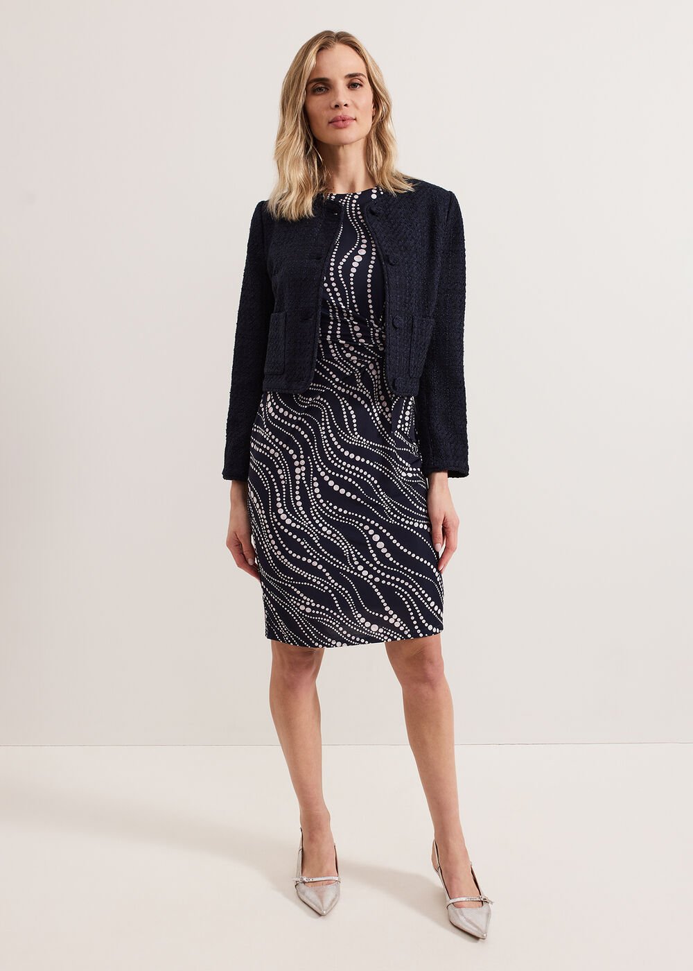 Josey Pearl Dress - Navy/Ivory