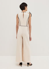 Lucille Ruffle Wide Leg Jumpsuit - Black/Ivory