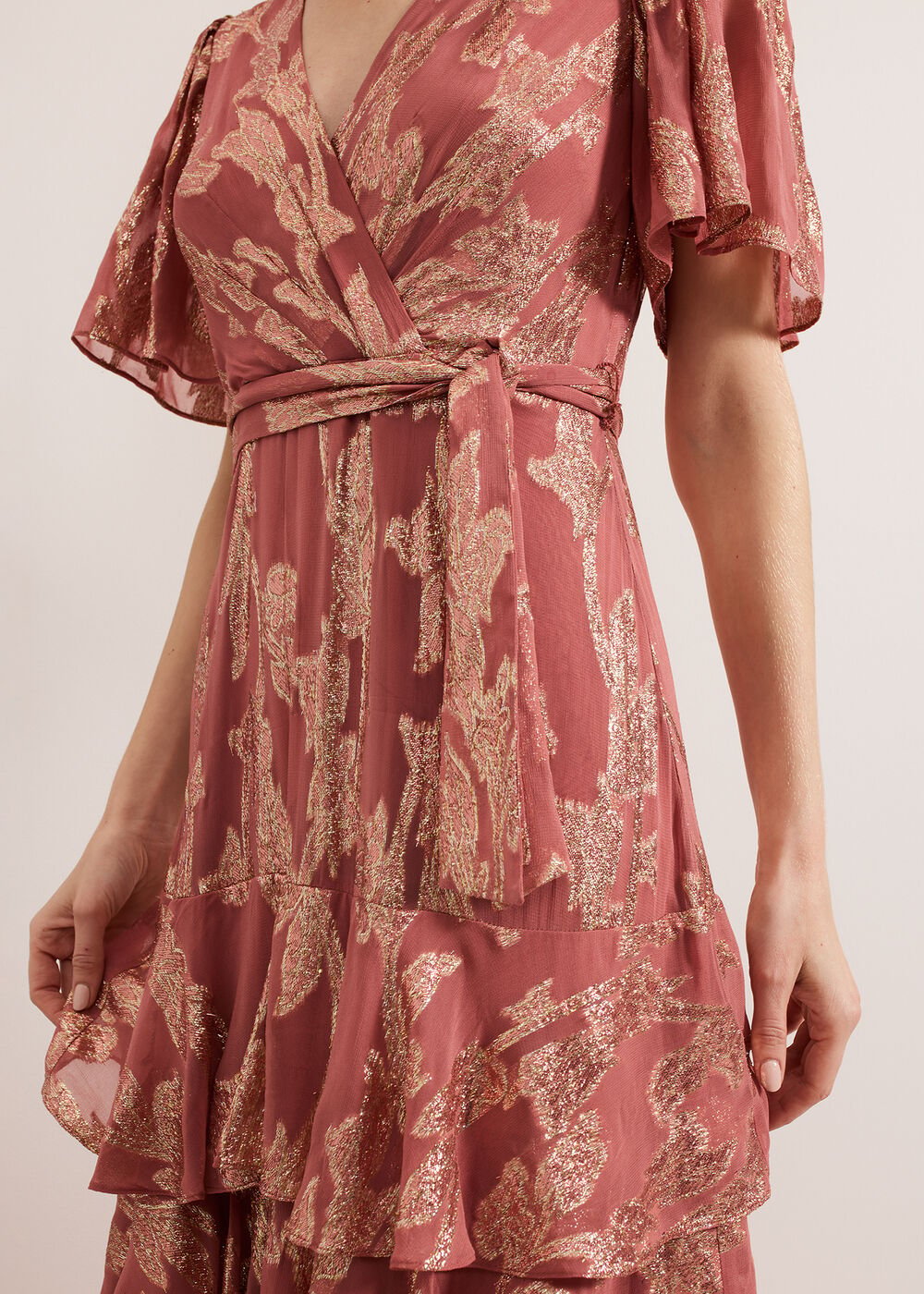 Elanie Shimmer Dress - Pale Pink