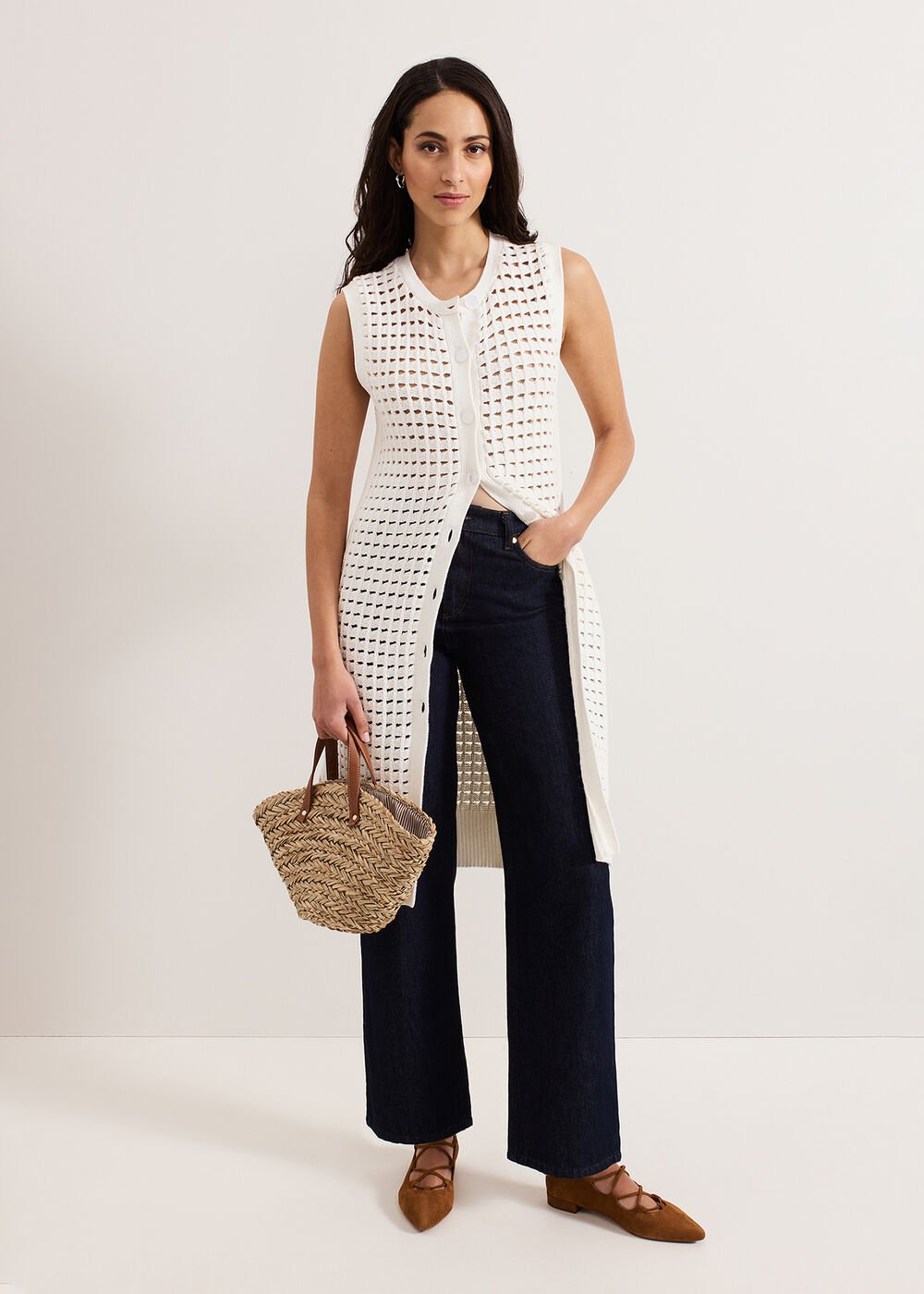 Polly Crochet Cardi - Ivory