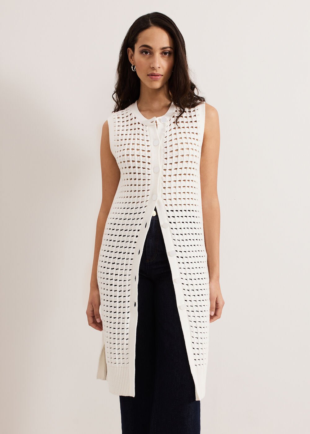 Polly Crochet Cardi - Ivory